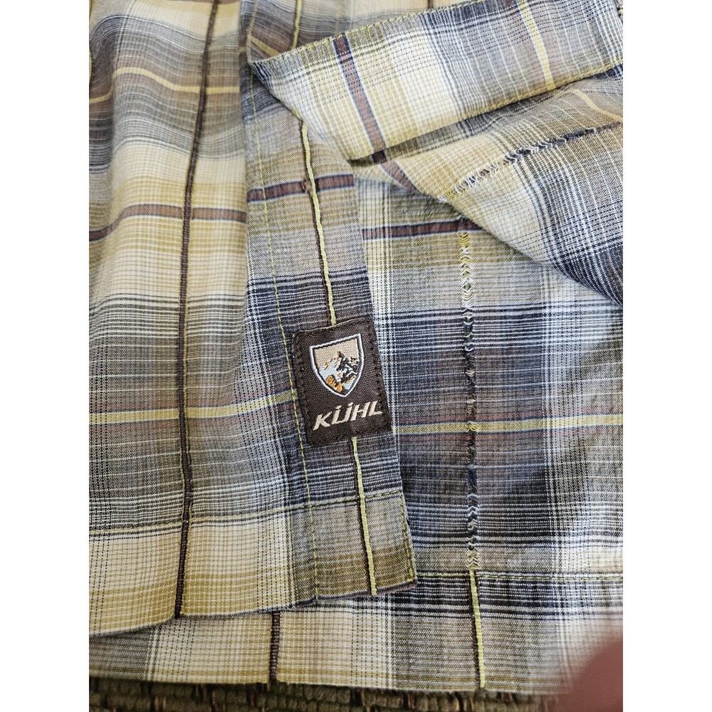 Kuhl Short Sleeve Shirt Men’s Large Plaid  Outdoor Hiking Gorpcore Quick Dry - Picture 6 of 8